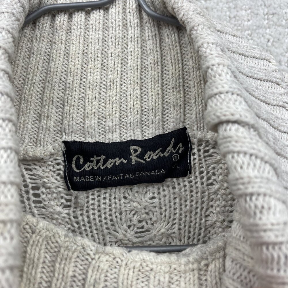 VTG 90's Cotton Road Cable Knit Turle Neck Sweater Wom Sz L Scandinavian Sailor - Picture 5 of 12